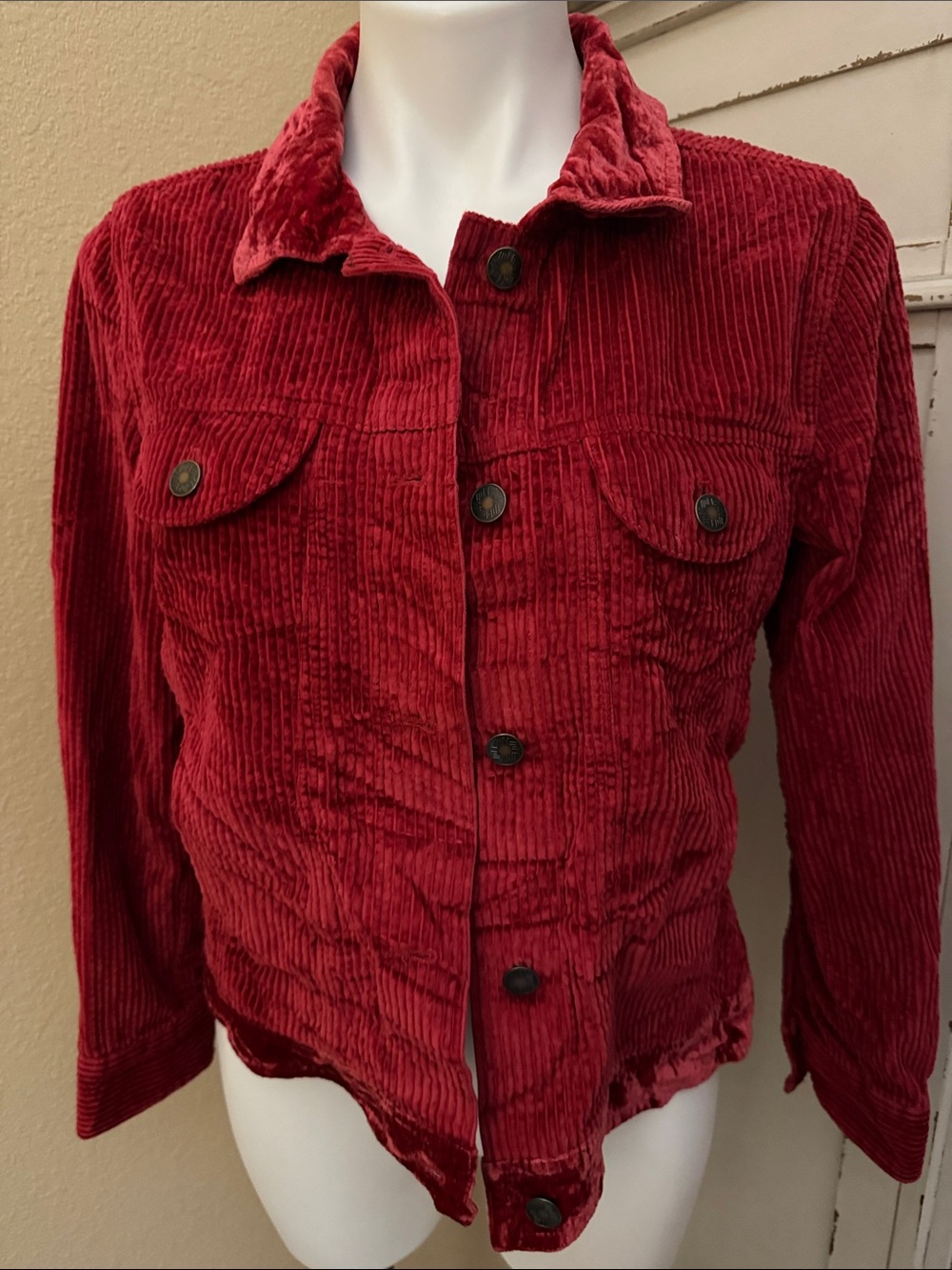 J Jill Red Corduroy Button-Front Jacket - Women